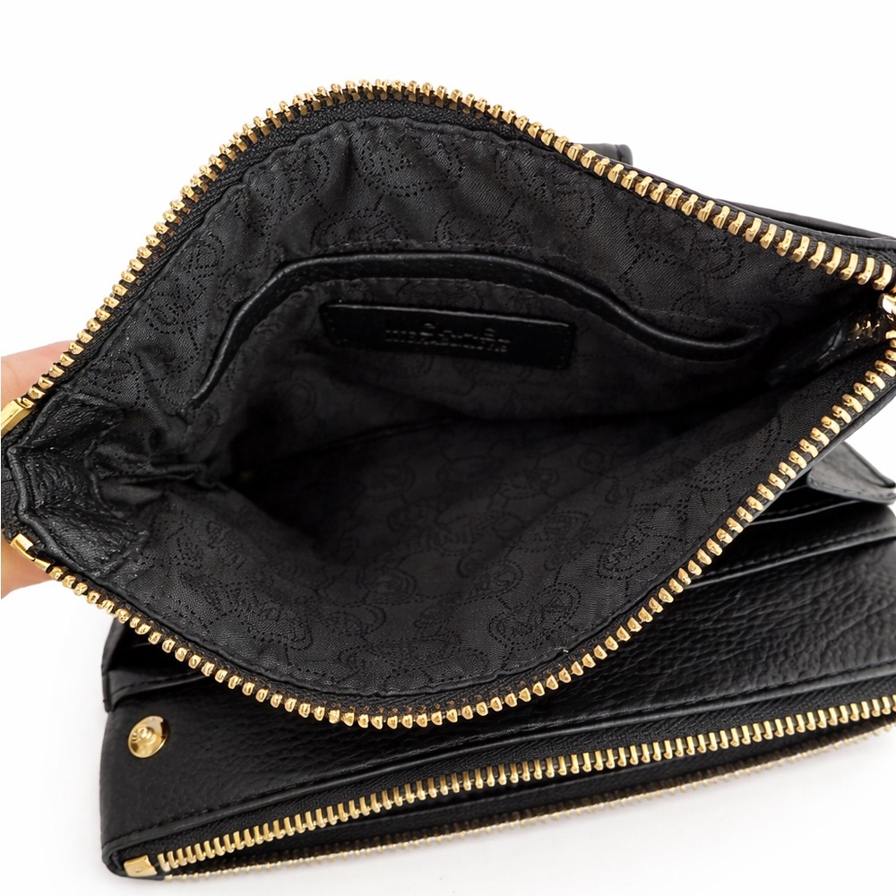 MICHAEL Michael Kors Black Pebbled Leather Logo Crossbody | Gold Hardware - Picture 3 of 7